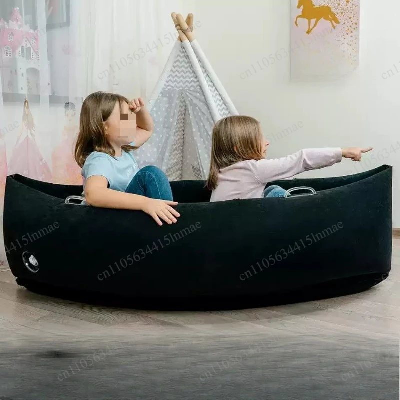 Flocking PVC Inflatable Pod Sofa Lazy Portable Pea Pod Leisure Recliner Seat Cushion