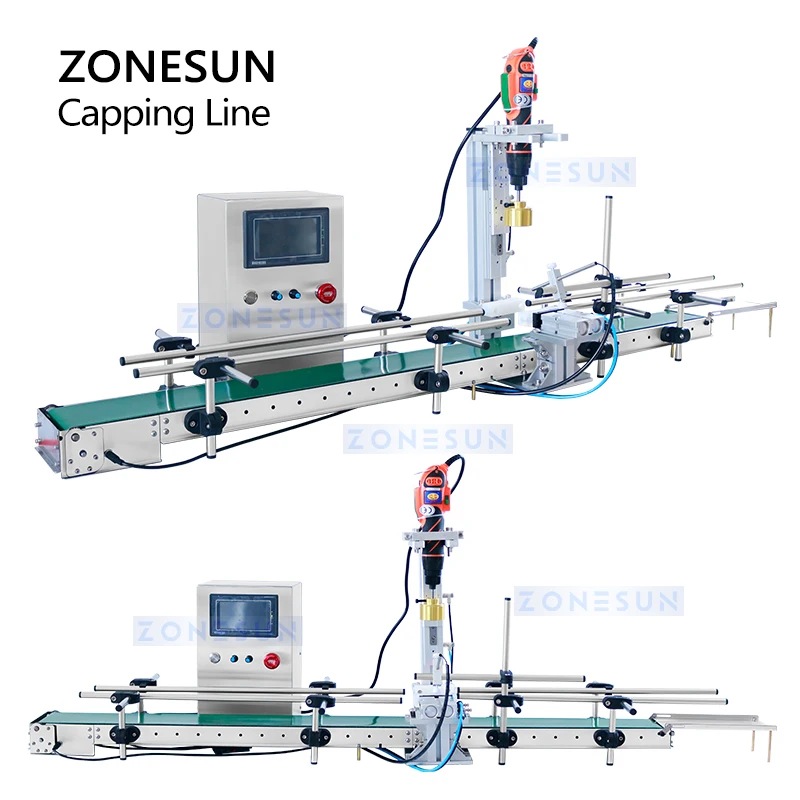 ZONESUN Pneumatic Automatic Screw Capping Machine with Conveyor Bottle Capper Packaging Small Production ZS-XGC1