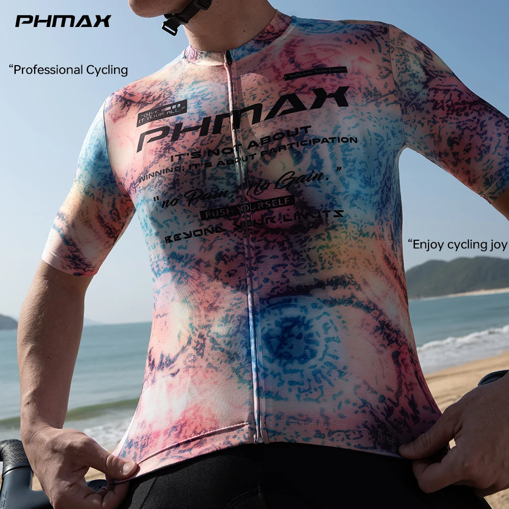 

PHMAX Men's Cycling Jersey Summer Breathable Pro Short Sleeve Cycling Maillot Anti-UV SPF 50+ Mountain Road Cycling Clothing
