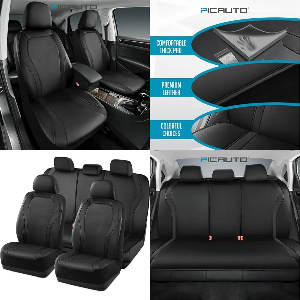 

Luxury Waterproof Car Seat Covers, Full Set for Front & Rear Seats, Black PVC, Universal Fit, Airbag Compatible