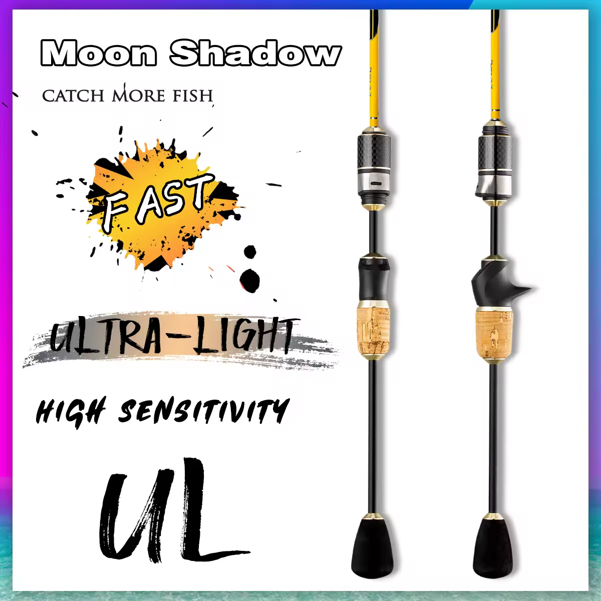 Спиннинговое удилище Moon Shadow UL Power Carbon для ловли форели, быстрого строя, длина 1,35/1,68/1,8 м, длина 5,9 футов, с цельным кончиком для заброса.