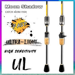 Moon Shadow UL power carbon trout fishing rod fast action 1.35/1.68/1.8m spinning rod 5.9 feet solid tip casting rod