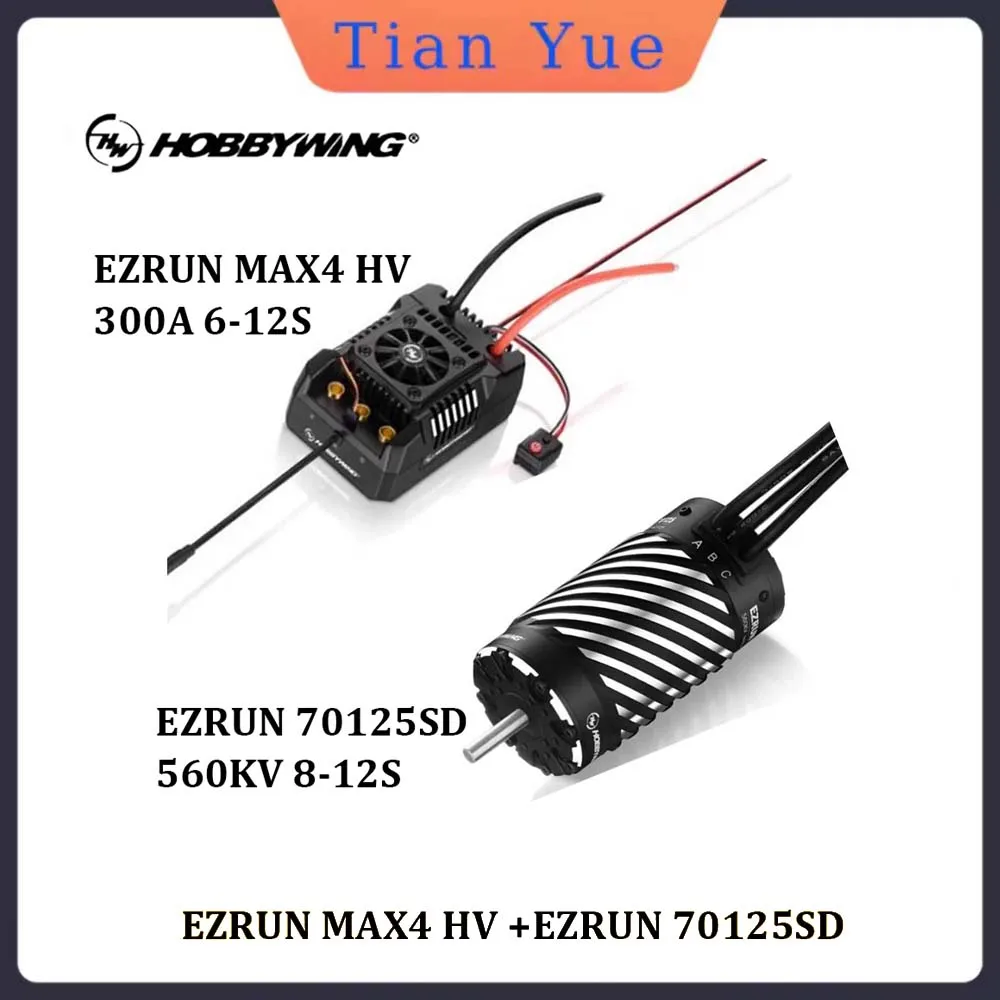 

Hobbywing EZRUN MAX4 HV 300A Brushless ESC 6-12S 70125SD KV560 8-12S 4-Pole Sensored Motor Combo for 1/5 Scale RC Trucks Car