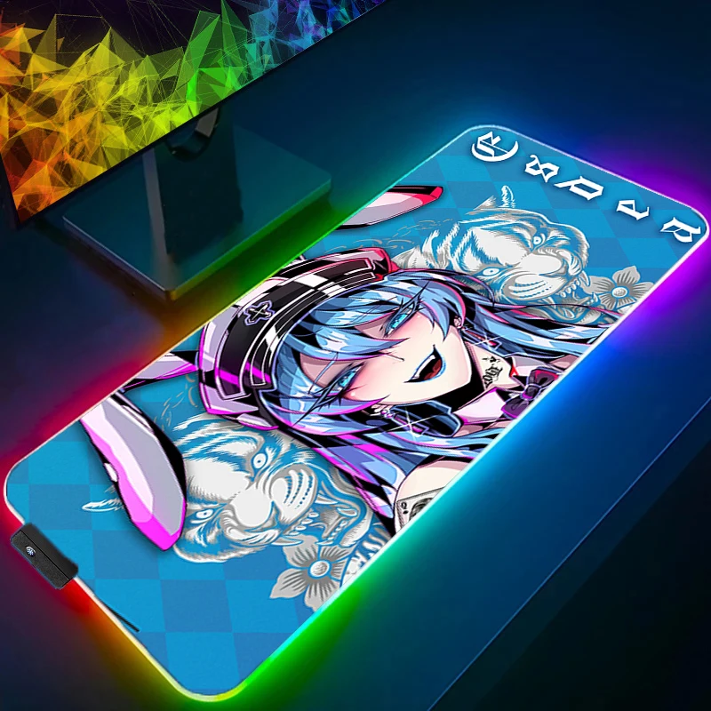

RGB Large Mouse Pad Anime Sexy Girls Gamer Keyboard LED Mousepad Pc Computer Desk Mat Gaming Pad Backlight Mouse Mats For LOL