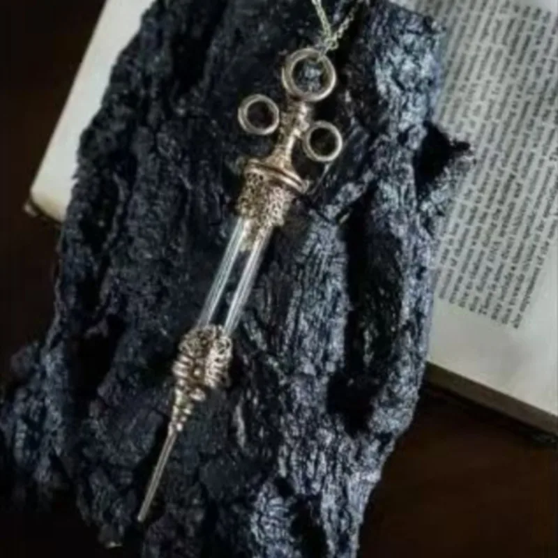 Gothic Vintage Syringe Pendant Necklace Retro Metal Glass Injection Needle Charm Choker Aesthetic Grunge Punk Jewelry