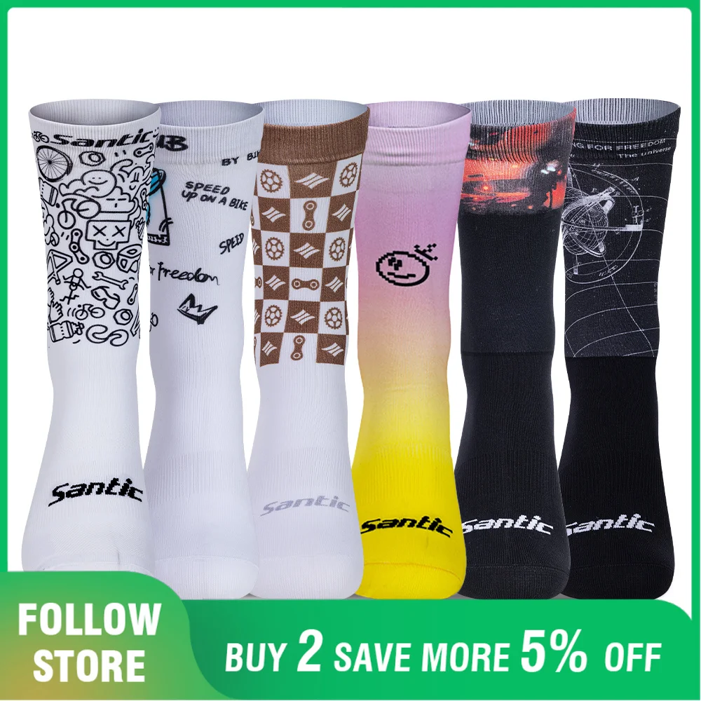 Santic Radsocken, professionelle MTB-Socken für den Straßenradsport, freie Größe, für vier Jahreszeiten, atmungsaktiv, bequem, für den Rennsport