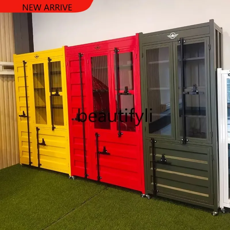 

D2520 Container Storage Cabinet Vintage File Iron Art Shoe Cabinet Industrial Style Sideboard