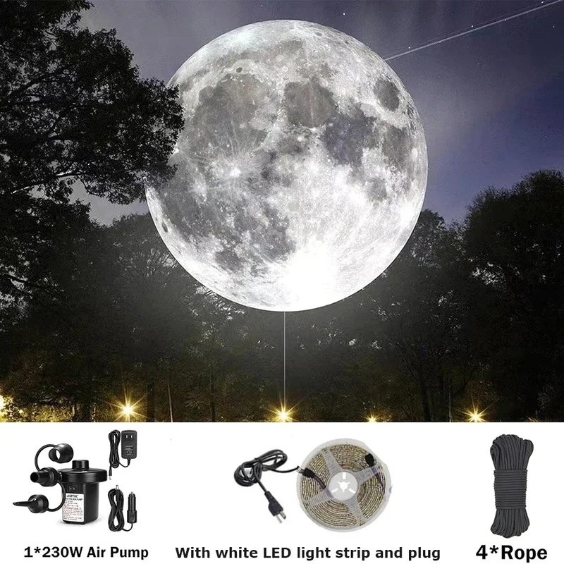 Boule de Lune Gonflable en PVC avec Lumières LED, Ballon Communautés ète Étanche pour Événement, ix, Spectacle, Décoration de Scène, Publicité