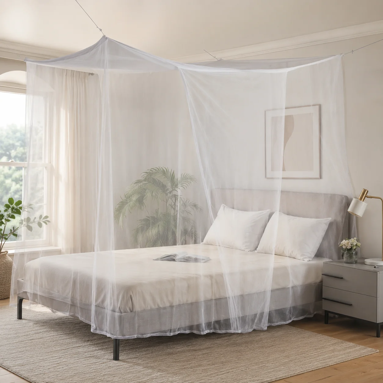Extra Large White Mosquito Net 220x200x200cm, Portable Breathable Bed Canopy for Camping Hammock Tent Indoor Outdoor Travel