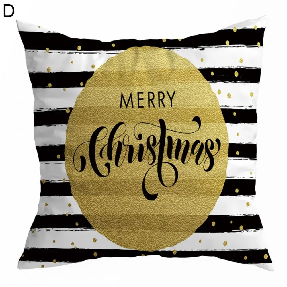 Cushion Cover Easy Insertion Pillow Case Anti-Pilling Decorative  Unique Christmas Golden Color Series Throw Pillow Case