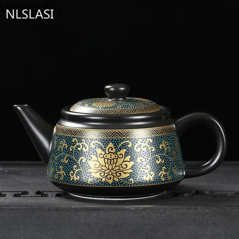 Jingdezhen Vintage Black Ceramics Tea Pot Chinese Tea Set Customization Porcelain Teapot Oolong Tea Handmade Kettle 240ml