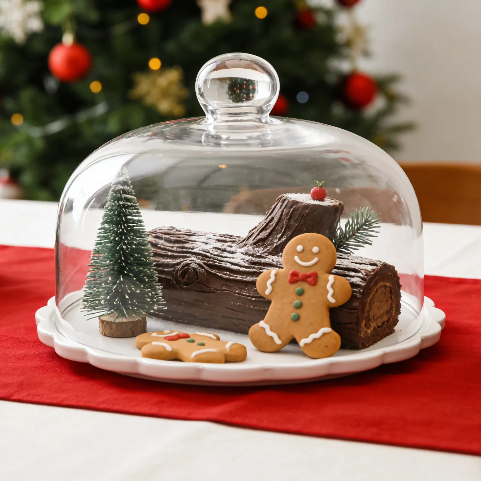 

1Set Glass Serving Platter with Dome Lid for Cake Bread Pastry Protection Kitchen Food Cover Household Dessert Display Hood