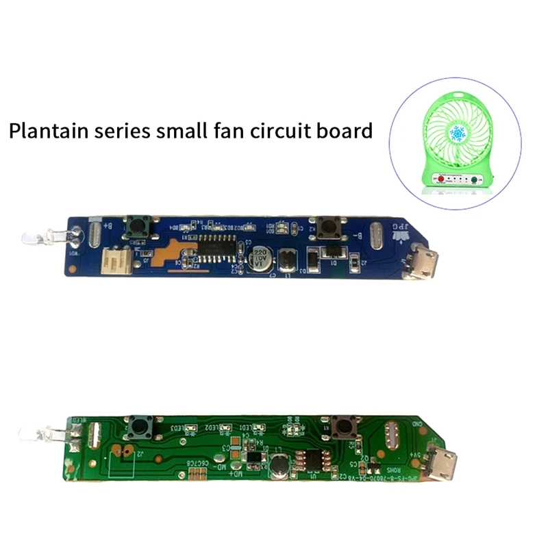 Multifunctional Banana Fan PCBA Mini Fan Circuit Board Three Gears + Lights Motherboard B