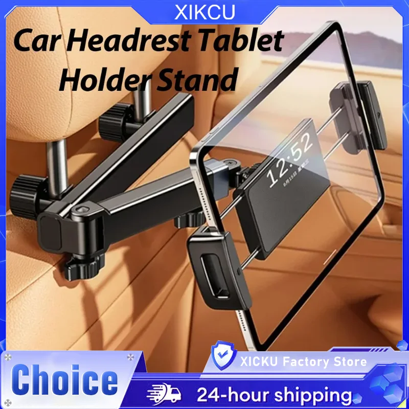 

360 ° Регулируемый X49A-автомобильный подголовник, держатель для планшета, подставка для телефона 6-12,9 дюйма, вращающийся телескопический кронштейн для планшета для автомобиля