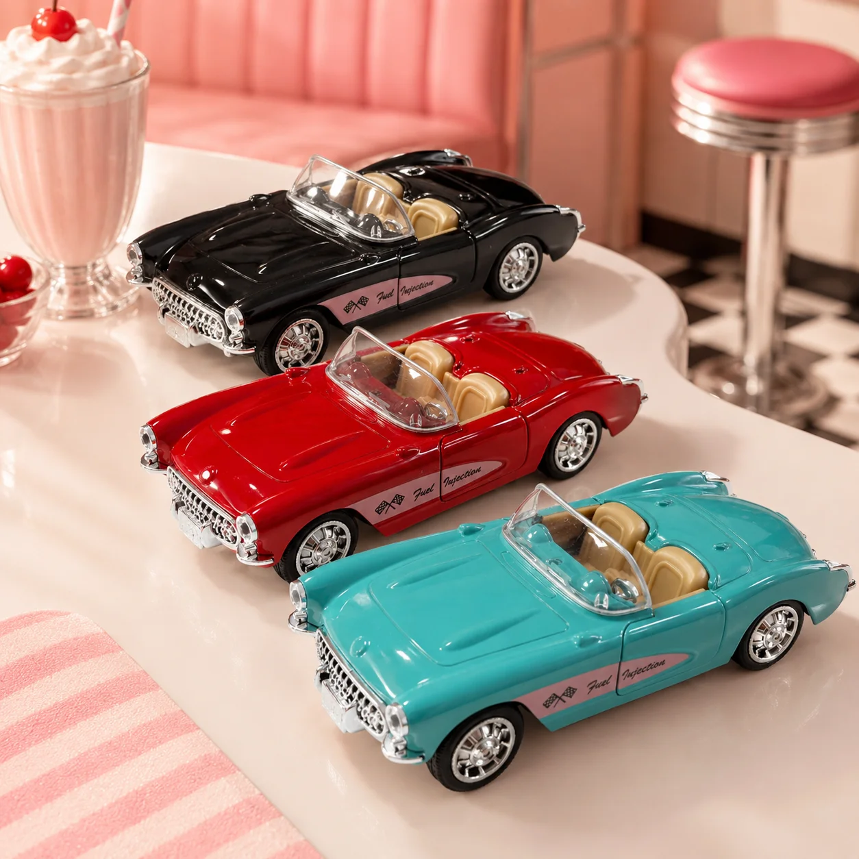 (Wellpappenschachtel) Maßstab 1:36, Vintage-Konvertible im Stil eines Spielzeugautos, leistungsstarke Feder, Metallguss, Jungenspielzeug, das beste Geschenk. – Detail 1