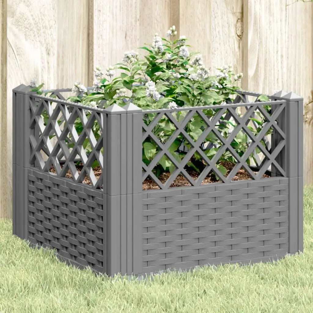 Light Grey Garden Planter with Pegs - 43. for X4 3. X4 3.5 cm Durable PP Outdoor Pot