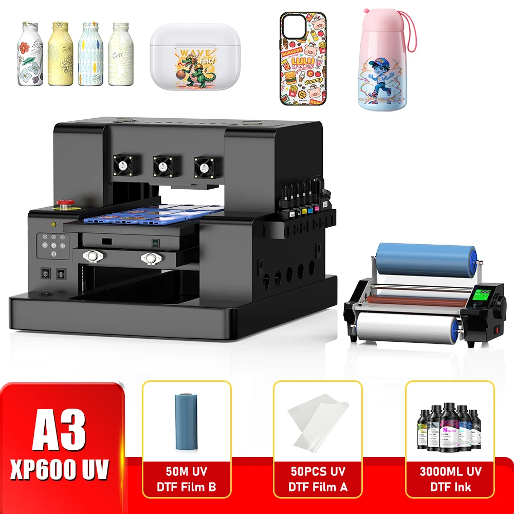 For Epson XP600 UV Printer with XP600 Printhead UV Flatbed Printer A3 UV Sticker Printer For Bottle Case Acrylic Glass Printing