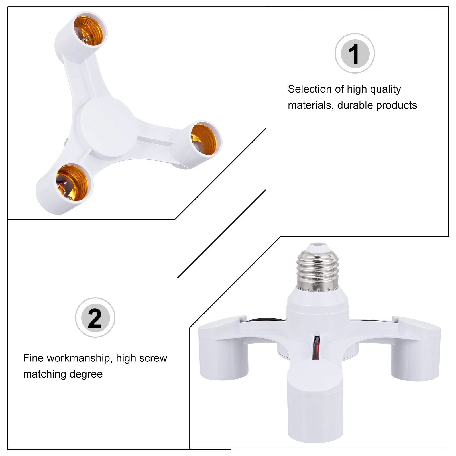 E27 LED Light Socket Adapter Splitter Three head Holder Plastic Lock Replacement Converter Durable Safe Lighting Accessories