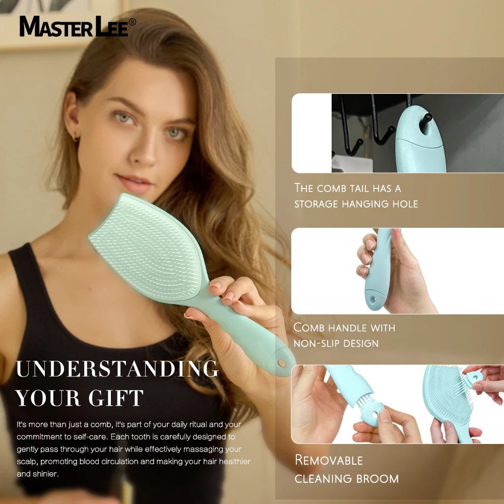 1pc, Multi-Use Hairbrush, Scalp Massage with Detachable Cleaning Comb Tail Household And Salon Suitable for Various Hair Types