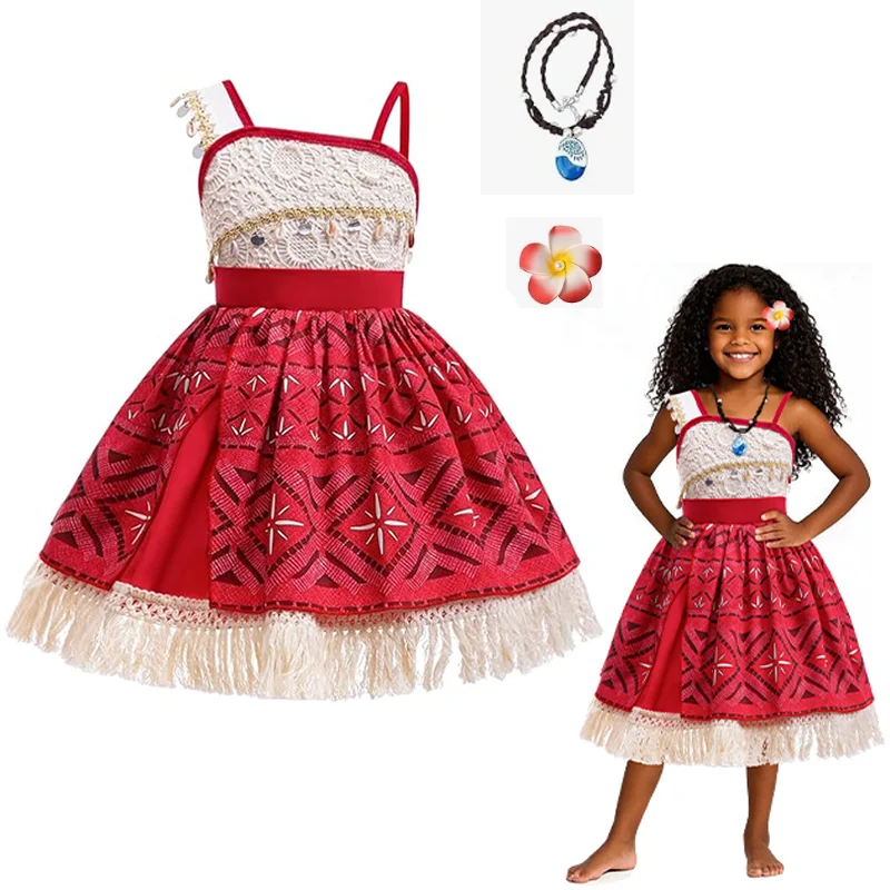 

Girls Adventure Ocean Princess Costume With Necklace Hairpin For Toddler Birthday Party Dress Up Halloween Cosplay Outfits