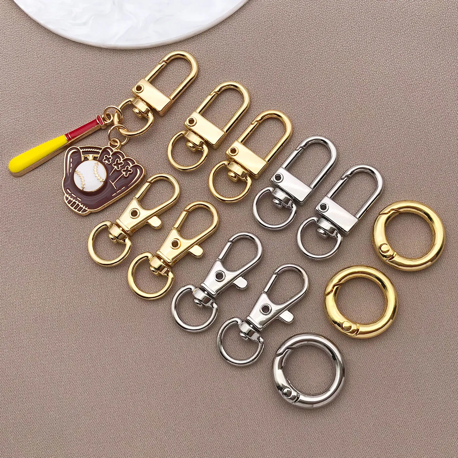 3pcs18K copper plated real golden thick silvery white gold lobster/spring universal/round buckle, DIY jewelry making accessories