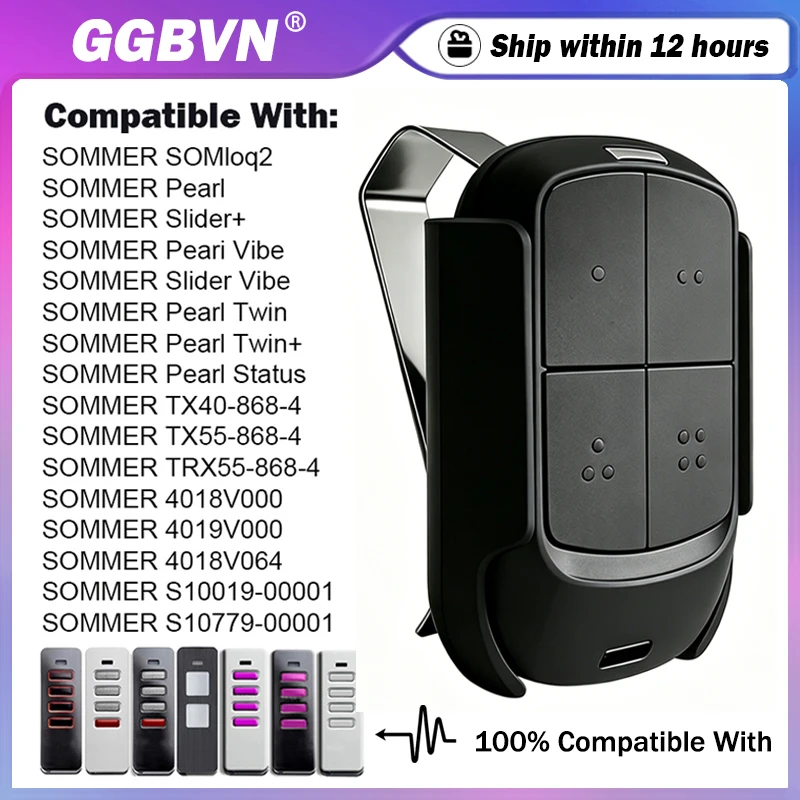 SOMMER Pearl Vibe Twin Status 4018V000 4019V000 TX55-868-4 TRX55-868-4 SOMloq2 Garage / Gate Remote Control 868.8MHz 868.95MHz