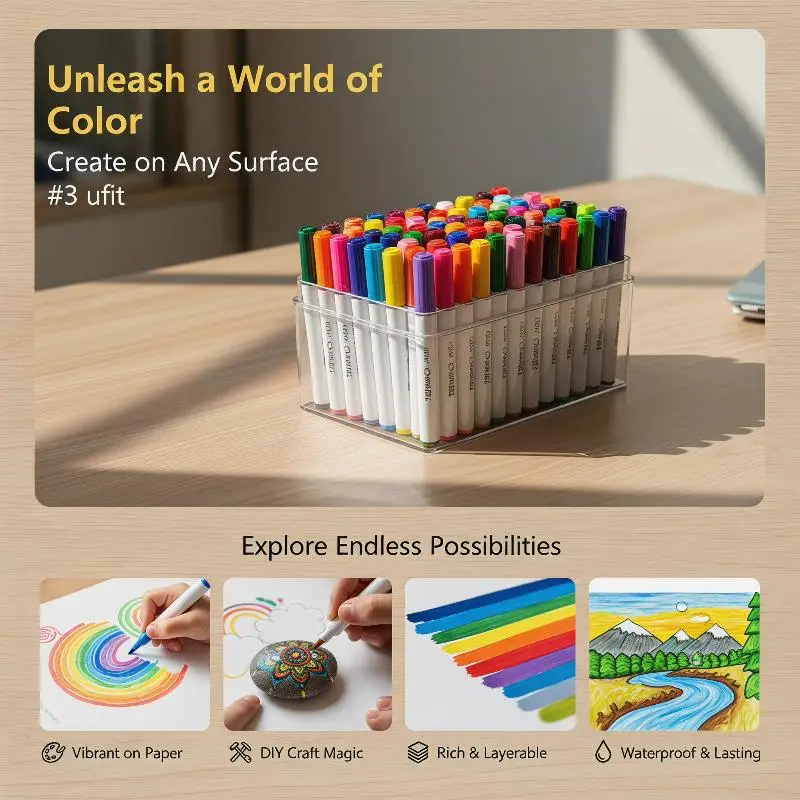 #@120 Colors Acrylic Paint Marker Pens Bright Pigment Quick Dry Perfect For Kids Drawing DIY Craft Projects