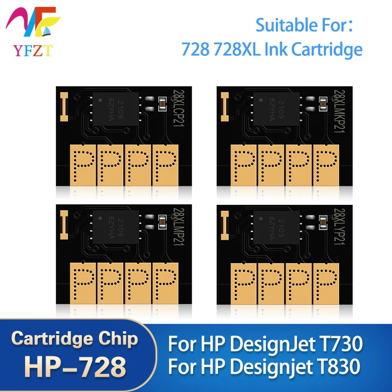 For HP 728 728XL chip For HP DesignJet T730 T830 Printer Ink Cartridge Chip HP728 XL Chip F9J68A F9J67A F9J66A F9J65A F9K17A