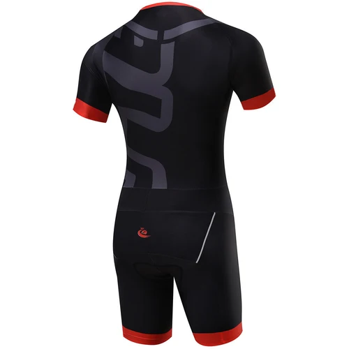 Imagen 2 del producto 2024 negro cremallera Ciclismo para hombre Skinsuit triatlón Speedsuit Trisuit manga corta Speedsuit Maillot Ciclismo ropa para correr