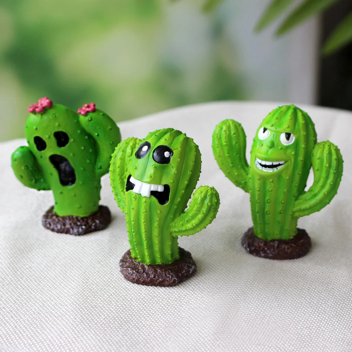 

3pcs Cactus Monster Decorative Figurines Bonsai Ornaments Fairy Garden Miniatures Landscape World Landscaping Home Accessories