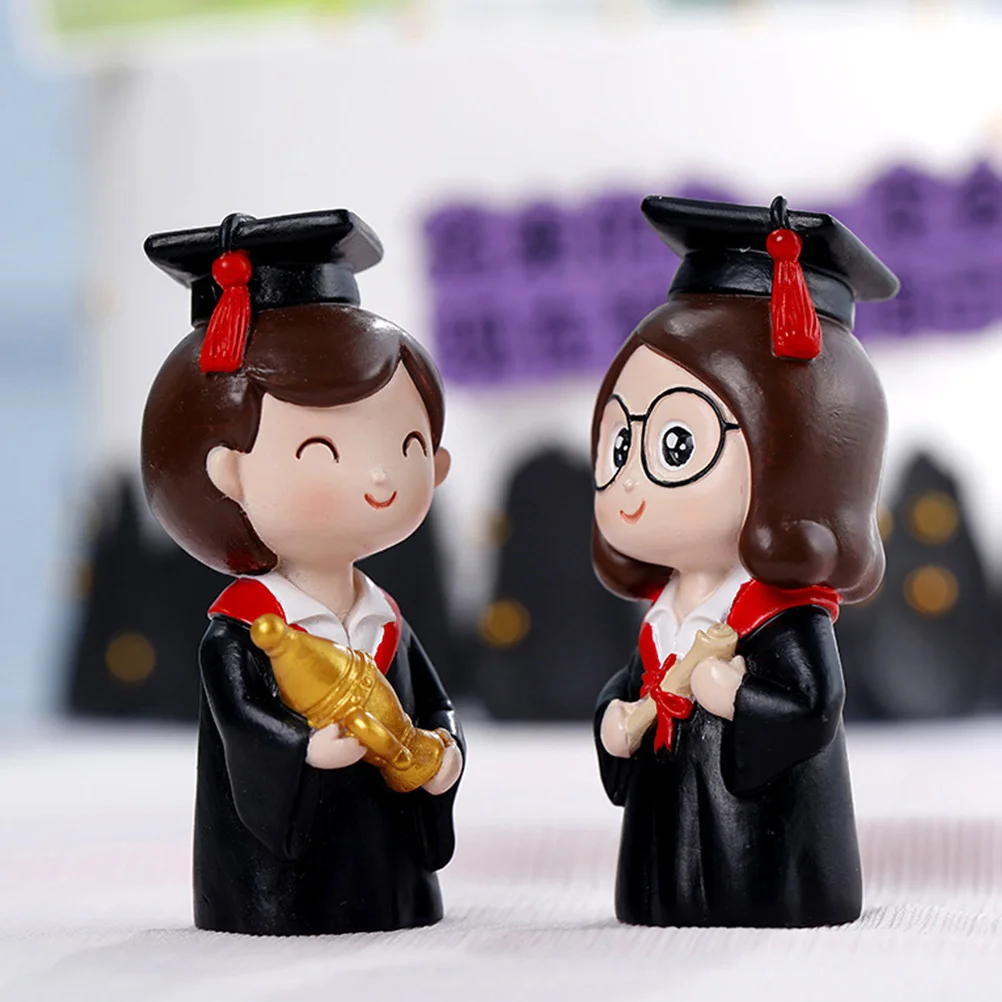 Baking Cake Decoration Topper Wedding Decorative Tray Edible Stand Cartoon Sculpture Graduation Gift Decors Statue Student