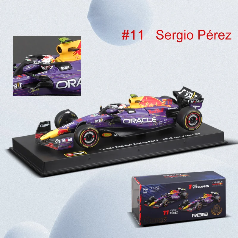 In Stock New 2024 Bburago F1 1:43 Red Bull Racing Rb19 Las Vegas Version Alloy Miniature Diecast Model #1 Max Verstappen Toy Car