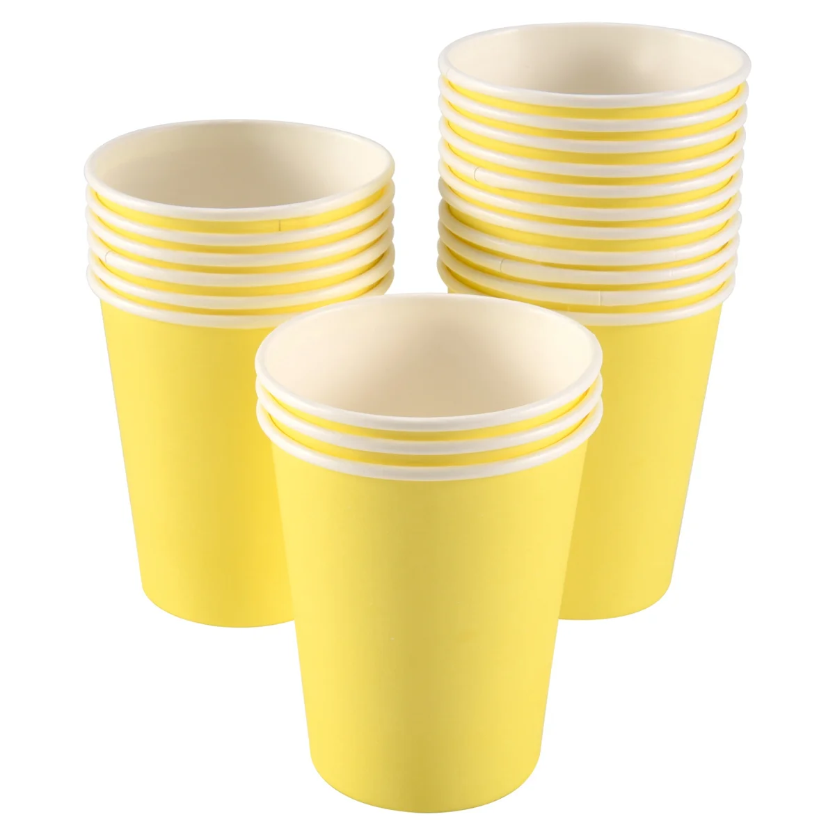 High-end 20 Paper Cups (9oz) - Plain Solid Colours Birthday Party Tableware Catering(yellow)