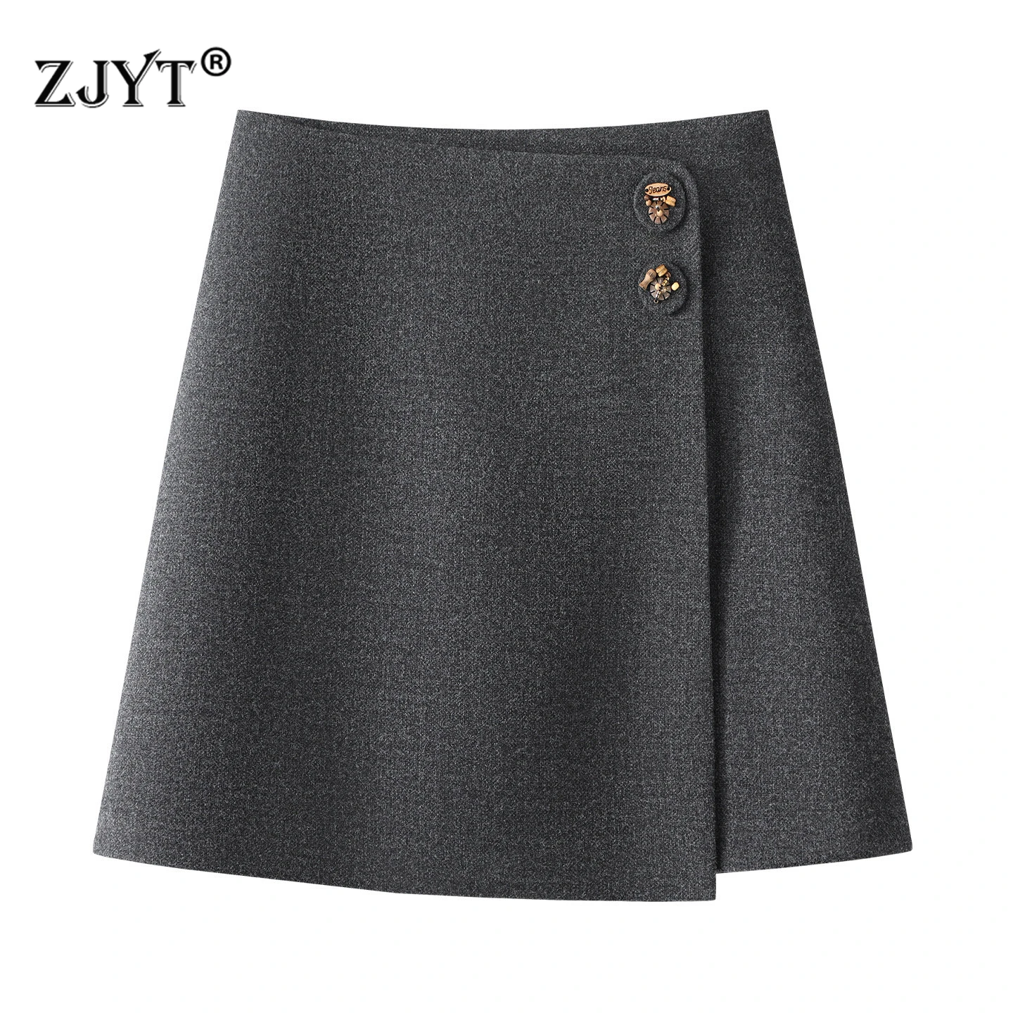 

ZJYT Spring Mini Skirts for Women 2026 Spring New Fashion Woolen Skirt Woman Clothes Aline Office Casual Faldas Female Lady New