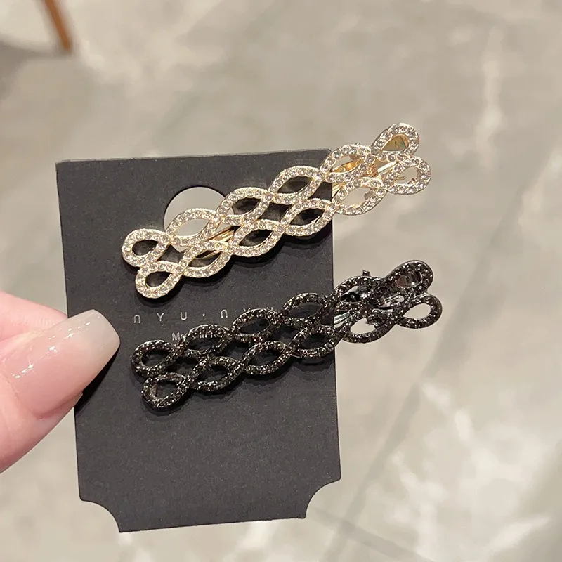 1 قطعة أزياء رائعة المتخصصة تصميم صغير سلسلة حجر الراين مشبك شعر سلسلة الذهب الأسود بسيطة الراقية الإنترنت الانفجارات الشهيرة كليب #2