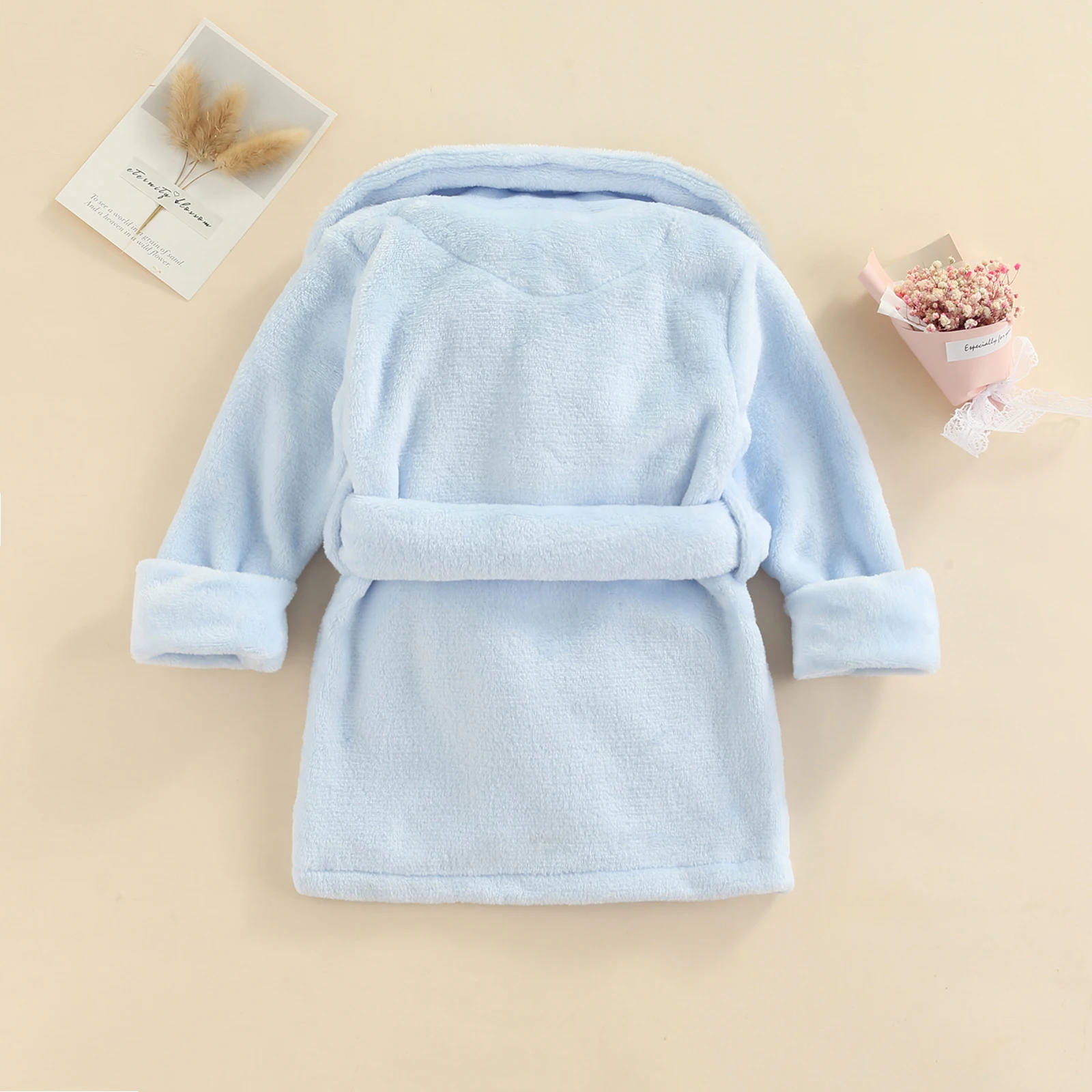 Cute Children Kids Flannel Animals Bath Robes Baby Boys Girls Solid Color Pink Blue Bath Towel Winter Kids Clothing