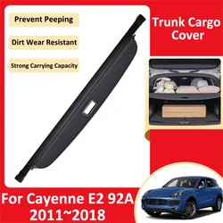 Car Trunk Curtain For Porsche Cayenne E2 92A 2011~2018 Luggage Storage Adjustable Partition Protective Cover Auto Accessories