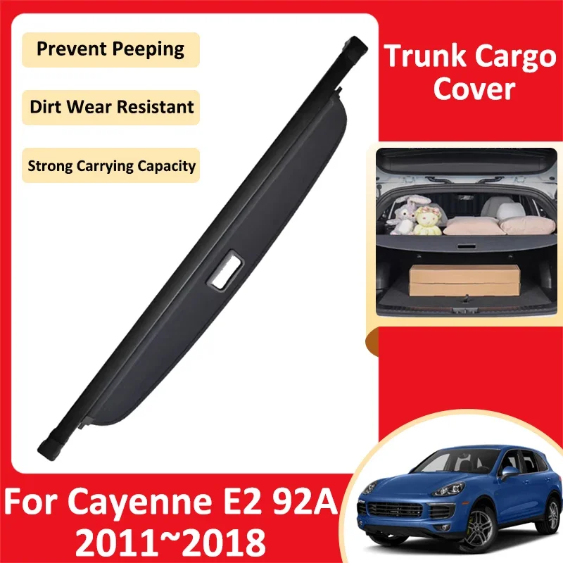 Car Trunk Curtain For Porsche Cayenne E2 92A 2011~2018 Luggage Storage Adjustable  Partition Protective Cover Auto Accessories