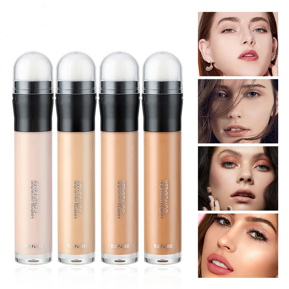 

4 Color Concealer Pen With Sponge Applicator Dark Circles Spots Cover Contouring Stick Acnes Marks Coverage Pen Women Cosmetics