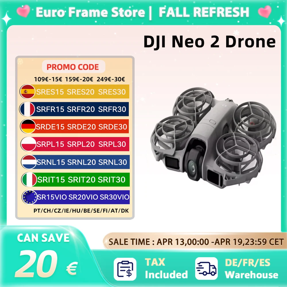 Dron DJI Neo2 z kamerą, stabilizowany wideo 4K, lekki i przenośny (151g), pełna ochrona śmigieł, model nine 2 C0