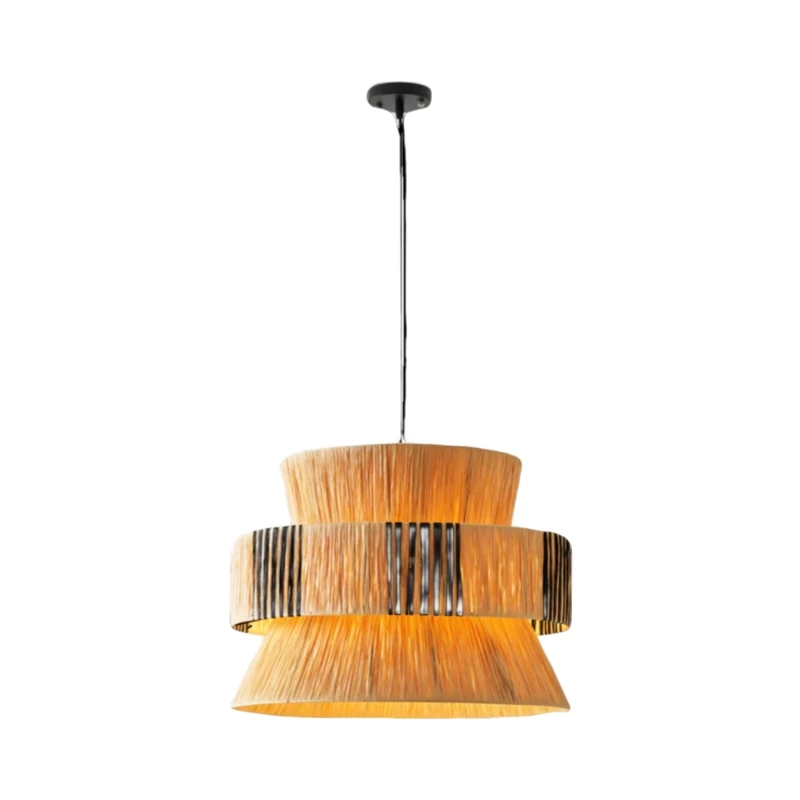 Japanese Style Homestay Pendant Light Living Room Hand-woven Chandeliers Vintage Straw Art Rattan Lamp Dining Room Bedroom Lamps