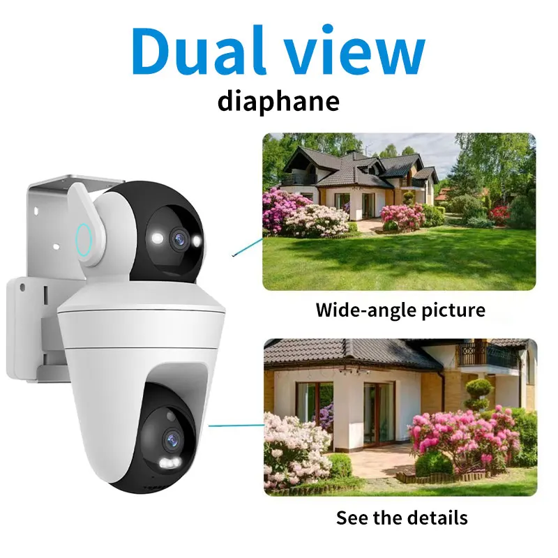 5MP UHD iCam365 APP   Dual Lens Floodlight Wireless PTZ IP Camera Full Color AI Humanoid Detection CCTV Baby Monitor