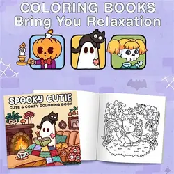 Spooky Cutie Coloring Book In Cozy Moments For Relaxation Educational Doodles Book Featuring Adorable Creepy Creatures