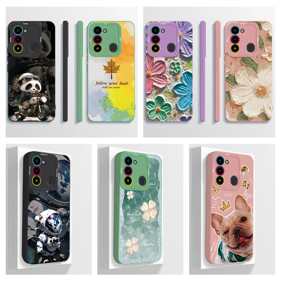 For Tecno Spark 8C Case Tecno Spark GO 2022 Phone Case KG5 KG5h KG5k Artistic ShockProof Square Liquid Silicone Back Cover Funda