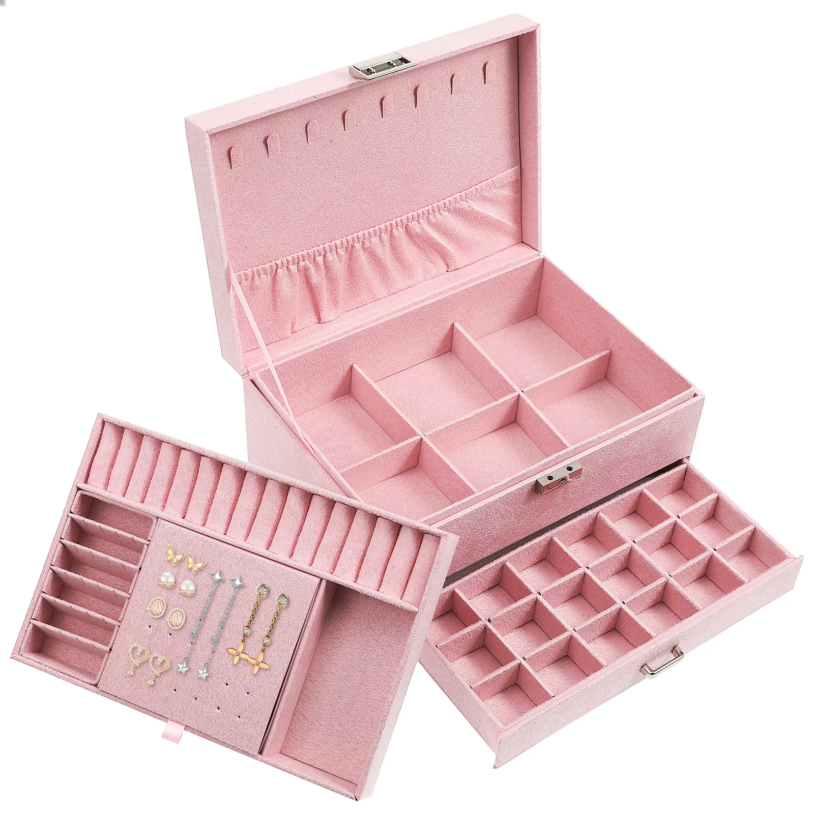 

Multi Layer Large Capacity Trinket Box Necklace Earring Ring Organizer Storage Case Travel Home Jewelry Organizer Box Use