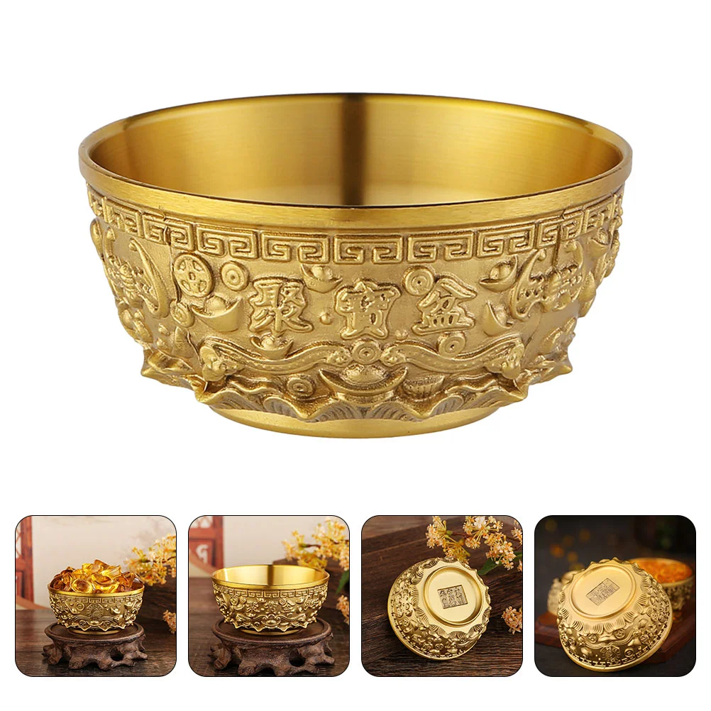 

Classical Chinese Style Pure Brass Wealth Bowl Basin Treasure Home Decoration Money Storage Box Fortune