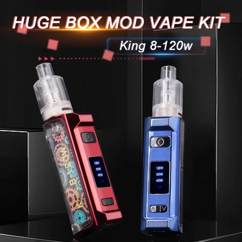 Vape King 40-120W Box Mod Vape Kits 1800Mah Battery 2ml Atomizer Electronic Cigarettes Vaporizer Shisha Pen E Cigarette Kit