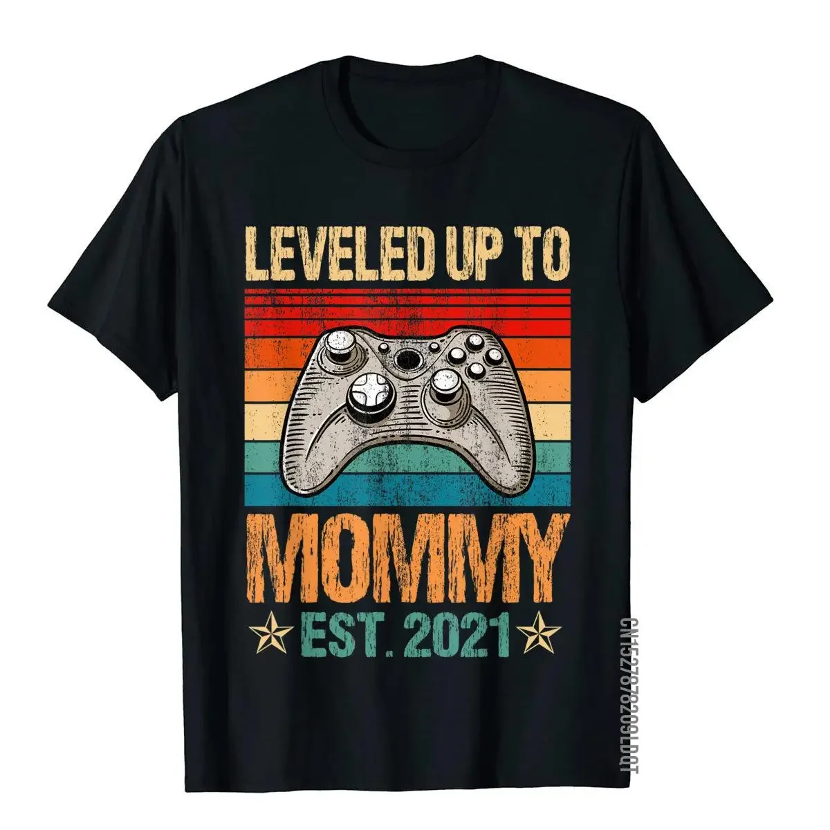 Leveled Up To Mommy Est.  T-Shirt Tight T Shirts Tops Tees For Men Newest Cotton Gift Top T-Shirts