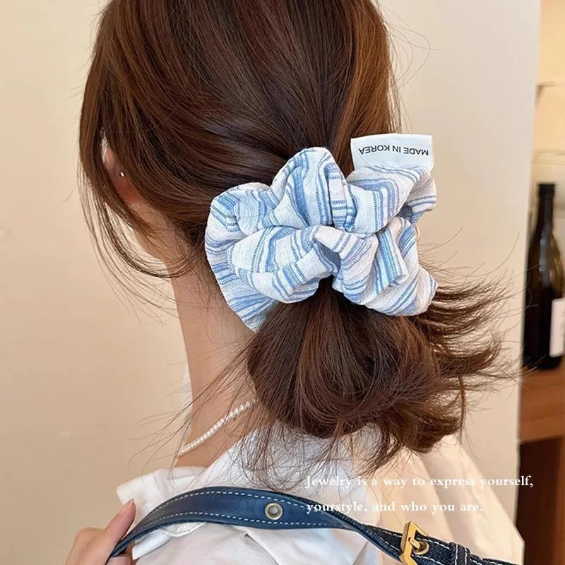 Banda para el cabello Vintage elegante a rayas para el intestino grueso para mujeres y niñas, lazo para el cabello, banda de goma, accesorios para el cabello de moda