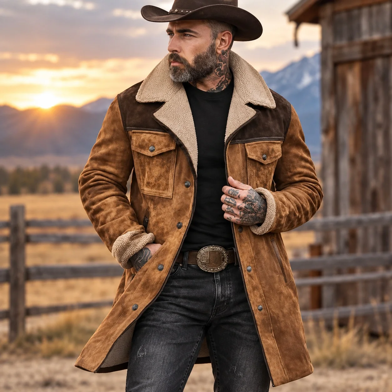 Pocket Pockets Belt Commuter with Wrinkle Finish Multiple Pockets No Belt Casual Wear Winter Jacket Zipper Closure Men Jacket